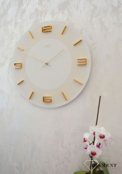 Zegar na ścianę JVD okrągły drewniany w kolorze beżowym HC33.3 ✅ Nowoczesny zegar na ścianę w okrągłym kształcie w beżowym kolorze (2).JPG