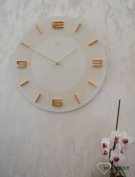 Zegar na ścianę JVD okrągły drewniany w kolorze beżowym HC33.3 ✅ Nowoczesny zegar na ścianę w okrągłym kształcie w beżowym kolorze (3).JPG