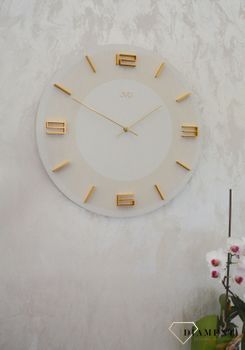 Zegar na ścianę JVD okrągły drewniany w kolorze beżowym HC33.3 ✅ Nowoczesny zegar na ścianę w okrągłym kształcie w beżowym kolorze (5).JPG