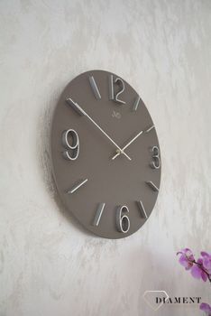 Zegar na ścianę JVD nowoczesny w kolorze szary ✅ Zegar ścienny w kolorze szarym o nowoczesnym wyglądzie ✅ Zegar na ścianę do salonu ✅ (2).JPG