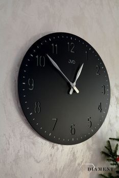 Zegar na ścianę JVD do salonu duży 50 cm Czarny HC39.1. Nowoczesny zegar na ścianę HC39.1  (1).JPG
