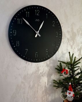 Zegar na ścianę JVD do salonu duży 50 cm Czarny HC39.1. Nowoczesny zegar na ścianę HC39.1  (2).JPG
