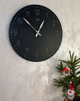 Zegar na ścianę JVD do salonu duży 50 cm Czarny HC39.1. Nowoczesny zegar na ścianę HC39.1  (3).JPG