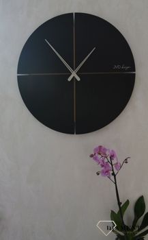 Zegar na ścianę do salonu duży czarny 60 cm HC40.1. Zegar na ścianę do salonu. Zegar o prostym, okrągłym kształcie z zachowaniem nowoczesnego wyglądu (1).JPG