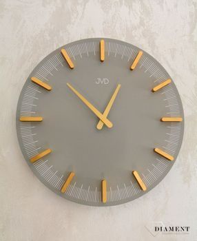 Zegar ścienny JVD szary nowoczesny design HC401.2. Szare dodatki do mieszkania. Zegar do nowoczesnych wnętrz w szarym kolorze, (7).JPG