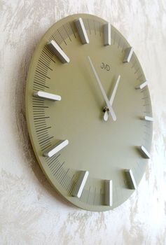 Zegar ścienny JVD oliwkowy nowoczesny design HC401.3. Oliwkowe dodatki do mieszkania. Zegar oliwkowy do nowoczesnych wnętrz (2).JPG