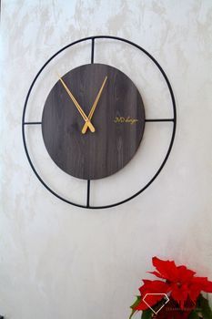 Nowoczesny zegar na ścianę okrągły, duży 60 cm HC41. Okrągła tarcza w postaci drewnianego okręgu. Zegar w stylu loft-owym (1).JPG