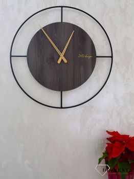 Nowoczesny zegar na ścianę okrągły, duży 60 cm HC41. Okrągła tarcza w postaci drewnianego okręgu. Zegar w stylu loft-owym (2).JPG
