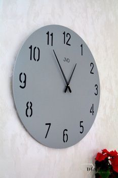 Zegar na ścianę do salonu duży 70 cm HC43. Ciemne, wycięte cyfry arabskie. Duży szary zegar z czarnymi cyframi arabskimi.  (6).JPG