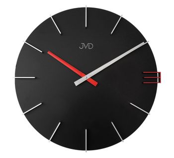 Zegar na ścianę JVD 40 cm Nowoczesny Czarny z czerwonym HC44 (1).jpg