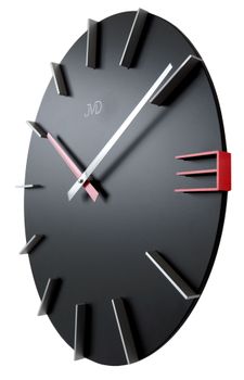 Zegar na ścianę JVD 40 cm Nowoczesny Czarny z czerwonym HC44 (3).jpg