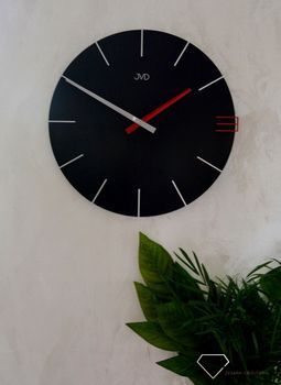 Zegar na ścianę JVD 40 cm Nowoczesny Czarny z czerwonym HC44.2. ✅ Zegar ścienny w kolorze czarnym o nowoczesnym wyglądzie (7).JPG
