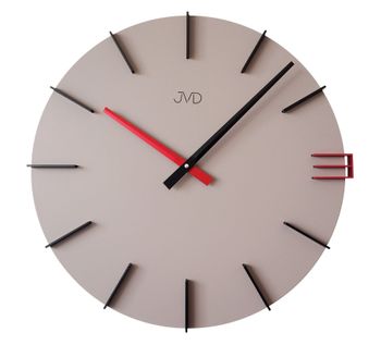 Zegar na ścianę JVD 40 cm Nowoczesny Beżowy z czerwonym HC44.3.jpg