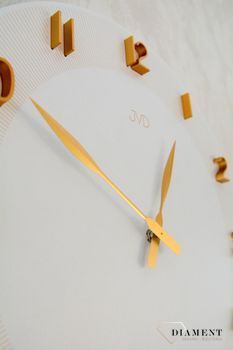 Duży zegar biały zlote cyfry 3D 50 cm HC501.1. Duży zegar biały ze złotymi dodatkami. Duży zegar ścienny nowoczesny. Zegar do nowoczesnych wnętrz (6).JPG