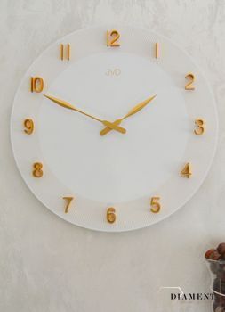 Duży zegar biały zlote cyfry 3D 50 cm HC501.1. Duży zegar biały ze złotymi dodatkami. Duży zegar ścienny nowoczesny. Zegar do nowoczesnych wnętrz (7).JPG