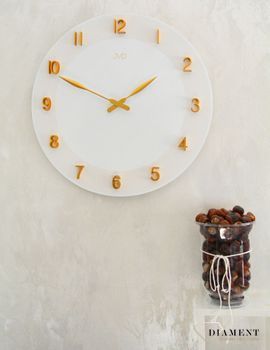 Duży zegar biały zlote cyfry 3D 50 cm HC501.1. Duży zegar biały ze złotymi dodatkami. Duży zegar ścienny nowoczesny. Zegar do nowoczesnych wnętrz (8).JPG