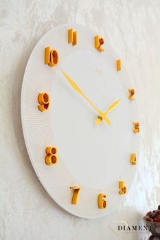 Duży zegar biały zlote cyfry 3D 50 cm HC501.1. Duży zegar biały ze złotymi dodatkami. Duży zegar ścienny nowoczesny. Zegar do nowoczesnych wnętrz (9).JPG