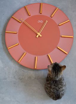 Duży zegar ścienny w kolorze zgaszonej czerwieni 50 cm HC13.3. Duży zegar ścienny nowoczesny. Zegar do nowoczesnych wnętrz. Duży zegar ścienny JVD do biura, salonu (1).JPG