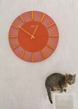 Duży zegar ścienny w kolorze zgaszonej czerwieni 50 cm HC13.3. Duży zegar ścienny nowoczesny. Zegar do nowoczesnych wnętrz. Duży zegar ścienny JVD do biura, salonu (3).JPG