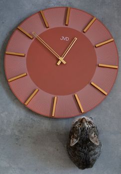 Duży zegar ścienny w kolorze zgaszonej czerwieni 50 cm HC13.3. Duży zegar ścienny nowoczesny. Zegar do nowoczesnych wnętrz. Duży zegar ścienny JVD do biura, salonu (8).JPG