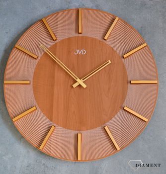 Duży zegar ścienny imitacja drewna brązowo złoty 50 cm HC502.2. Zegar ścienny nowoczesny imitacja drewna . Zegar do nowoczesnych wnętrz (1).JPG