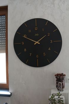 Duży zegar ścienny duży drewniany 70 cm HC701.2 czarno złoty. Zegar ścienny nowoczesny. Duży czarny zegar ścienny nowoczesny (1).JPG