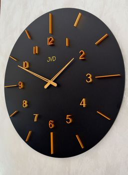 Duży zegar ścienny duży drewniany 70 cm HC701.2 czarno złoty. Zegar ścienny nowoczesny. Duży czarny zegar ścienny nowoczesny (3).JPG
