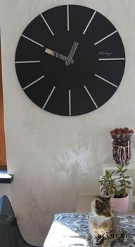 Duży zegar ścienny czarny srebrne dodatki 70 cm HC702.2. Duży zegar ścienny nowoczesny czarny. Zegar do nowoczesnych wnętrz (1).JPG