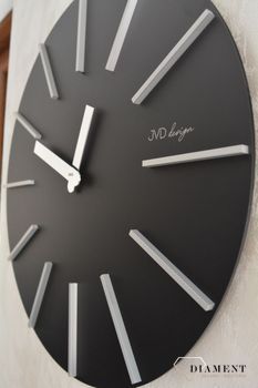 Duży zegar ścienny czarny srebrne dodatki 70 cm HC702.2. Duży zegar ścienny nowoczesny czarny. Zegar do nowoczesnych wnętrz (7).JPG