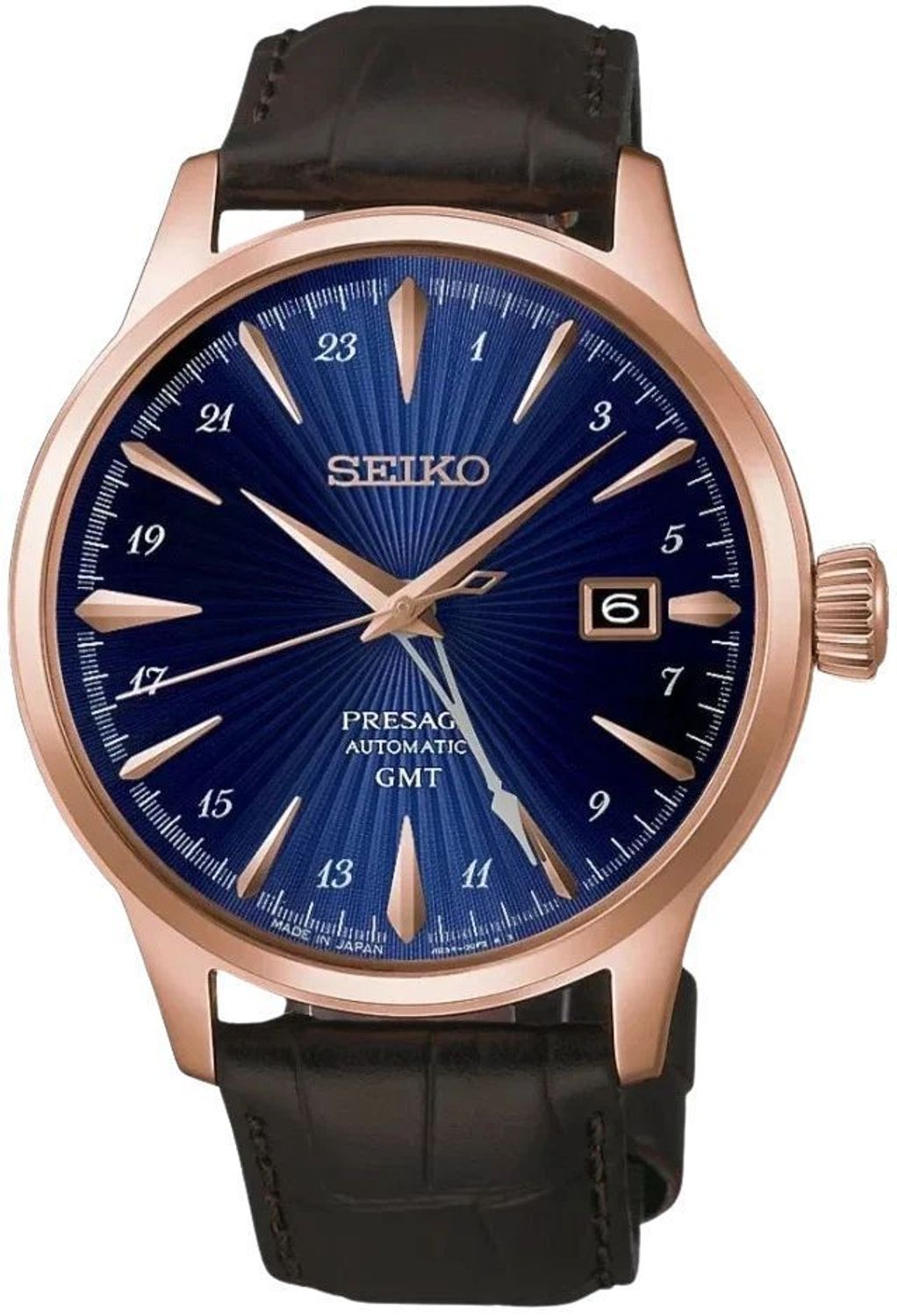 Zegarek męski Seiko Presage Cocktail Time GMT HCB005J1 automatyczny na skórzanym pasku.jpg