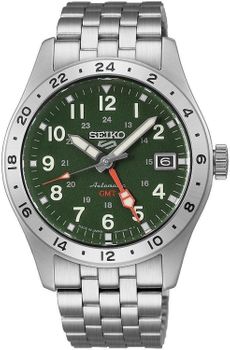 Seiko HDB001K1 5 Sports GMT Field – automatyczny zegarek męski z zieloną tarczą, mechanizmem 4R34, funkcją GMT, stalową bransoletą i WR 100 (2).jpg