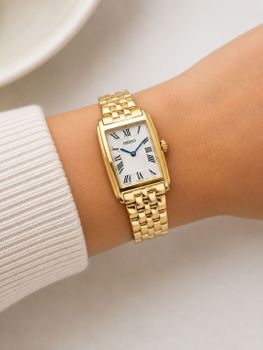 Seiko HGG001P1 Classic Lady Quartz – elegancki zegarek damski z białą tarczą, złotą kopertą, stalową bransoletą i mechanizmem kwarcowym..jpg