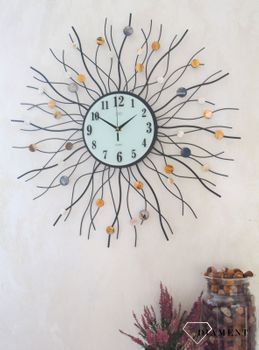 Zegar ścienny duży 70 cm nowoczesny HJ02. Nowoczesny zegar ścienny z ozdobnymi koralikami z masy perłowej. Zegar ścienny (4).JPG