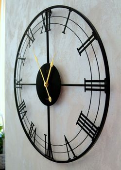 Zegar ścienny JVD HJ103 średnica 57 cm. Duży efektowny czarny metalowy zegar ścienny do salonu holu recepcji JVD LOFT HJ103 (9).JPG