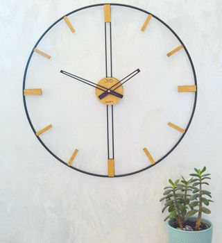 Zegar ścienny JVD HJ105 średnica 57 cm. Duży efektowny czarno-brązowy metalowy zegar ścienny do salonu holu recepcji JVD LOFT HJ105 ✓ Kurier Gratis 24h (1).JPG
