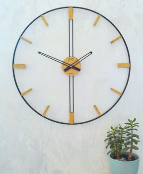 Zegar ścienny JVD HJ105 średnica 57 cm. Duży efektowny czarno-brązowy metalowy zegar ścienny do salonu holu recepcji JVD LOFT HJ105 ✓ Kurier Gratis 24h (13).JPG