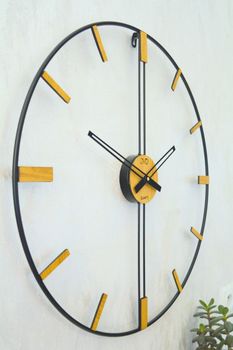 Zegar ścienny JVD HJ105 średnica 57 cm. Duży efektowny czarno-brązowy metalowy zegar ścienny do salonu holu recepcji JVD LOFT HJ105 ✓ Kurier Gratis 24h (7).JPG