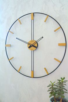 Zegar ścienny JVD HJ105 średnica 57 cm. Duży efektowny czarno-brązowy metalowy zegar ścienny do salonu holu recepcji JVD LOFT HJ105 ✓ Kurier Gratis 24h (8).JPG
