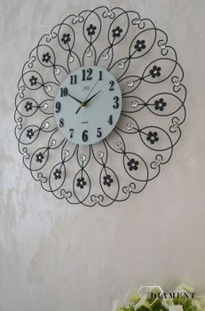 Zegar ścienny duży 60 cm z kryształami nowoczesny HJ86. Duży i efektowny zegar pasujący do nowoo wnętrza. Zegar do salonu ozdobiony błyszczącymi kryształami (12).JPG