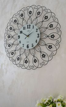 Zegar ścienny duży 60 cm z kryształami nowoczesny HJ86. Duży i efektowny zegar pasujący do nowoo wnętrza. Zegar do salonu ozdobiony błyszczącymi kryształami (13).JPG