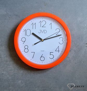 Zegar na ścianę pomarańczowy 25 cm Jvd HP612.11 ✓Zegary ścienne w kolorze pomarańczowym✓ Zegar ścienny ✓Nowoczesne zegary (2).JPG