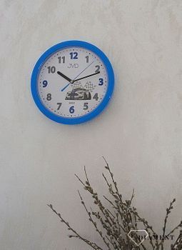 Zegar na ścianę dla dziecka Wyścigowy HP612.D5. Zegar na ścianę dla dziecka na ścianę. Zegar w okrągłym kształcie w kolorze niebieskim z motywem samochodu (4).JPG