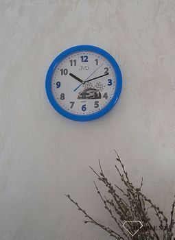 Zegar na ścianę dla dziecka Wyścigowy HP612.D5. Zegar na ścianę dla dziecka na ścianę. Zegar w okrągłym kształcie w kolorze niebieskim z motywem samochodu (5).JPG