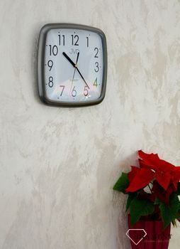 Zegar na ścianę do pokoju szary✓Zegary ścienne w kolorze szarym . Kwadratowy zegar szara rama ✓Zegar ścienny (3).JPG