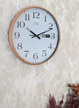 Cichy zegar z datownikiem, Zegar ścienny różowe złoto, czytelny z datownikiem HP671.5  ✓ zegary ścienne w sklepie z zegarami Zegarki-Diament.pl  (5).JPG
