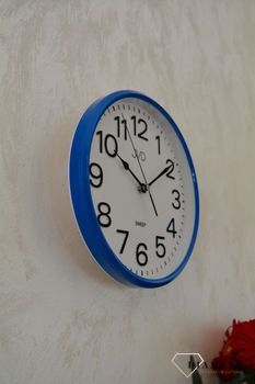 Zegar na ścianę niebieski JVD 25 cm HP683.3 .Zegar ścienny w obudowie w kolorze niebieskim z białą wyraźna tarczą.  (1).JPG