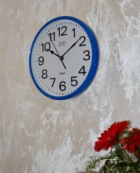 Zegar na ścianę niebieski JVD 25 cm HP683.3 .Zegar ścienny w obudowie w kolorze niebieskim z białą wyraźna tarczą.  (2).JPG