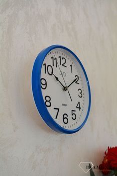 Zegar na ścianę niebieski JVD 25 cm HP683.3 .Zegar ścienny w obudowie w kolorze niebieskim z białą wyraźna tarczą.  (7).JPG