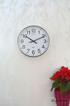 Zegar ścienny JVD HP684.2. Zegar na ścianę do pokoju w szarym kolorze. Zegary ścienne z szarą ramą. Zegar do biura czytelny.  (2).JPG
