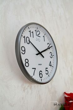 Zegar ścienny JVD HP684.2. Zegar na ścianę do pokoju w szarym kolorze. Zegary ścienne z szarą ramą. Zegar do biura czytelny.  (3).JPG